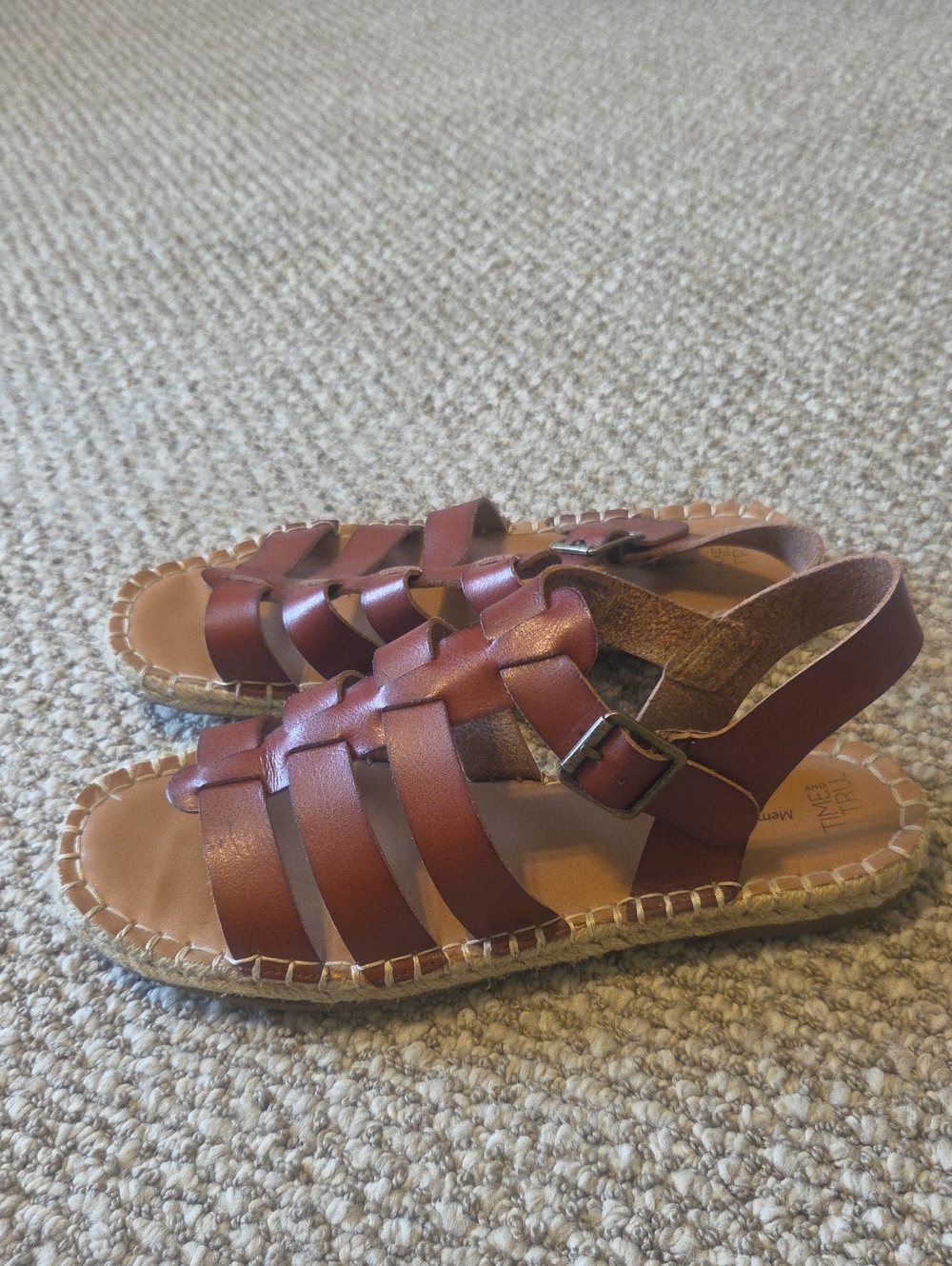 Time and Tru Brown Strappy Womens Sandals